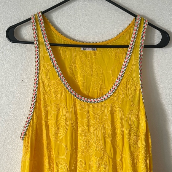 Gently used FREE PEOPLE Golden Yellow embroidered maxi dress size m - Picture 3 of 6